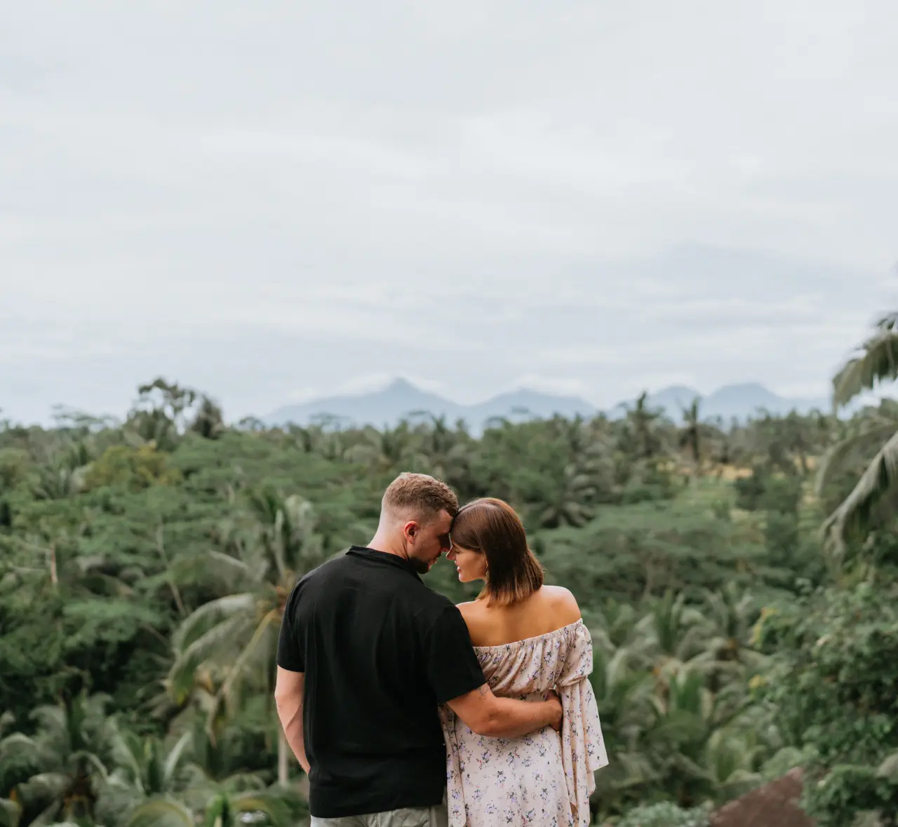 romantic couple with a forest view.