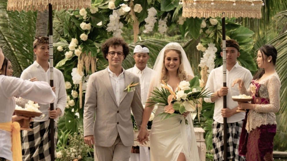 A wedding ceremony with Balinese and Western traditions.