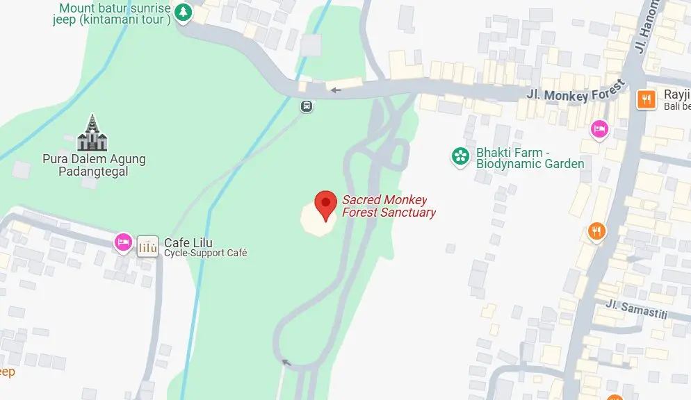 Where's the ubud monkey forest located