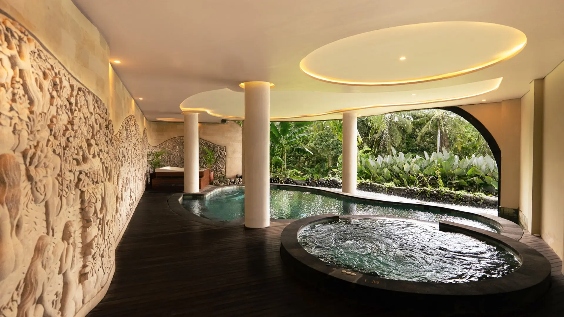 Luxury jacuzzi and wellness area at Dirasha Wellness Ubud