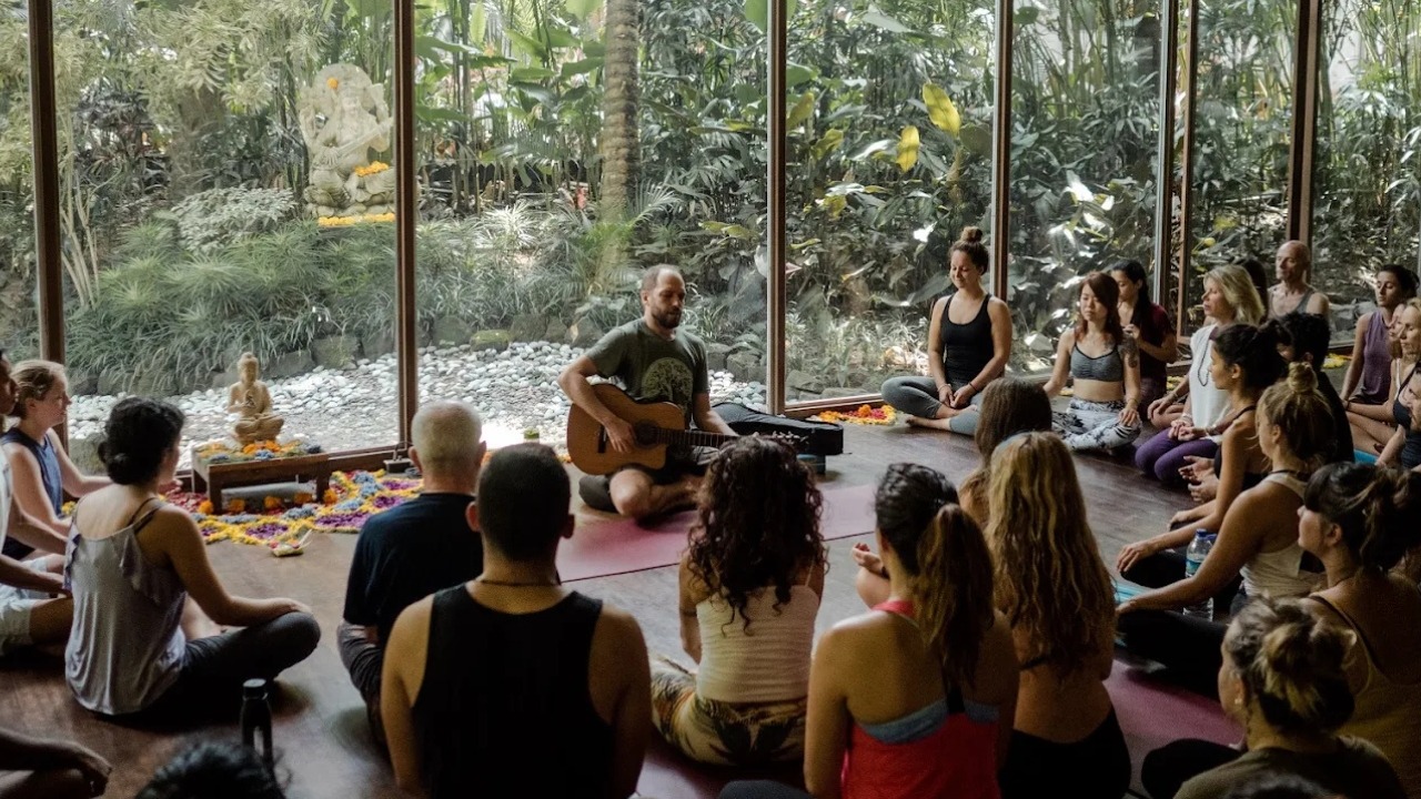 Group sound and wellness session at The Yoga Barn Ubud